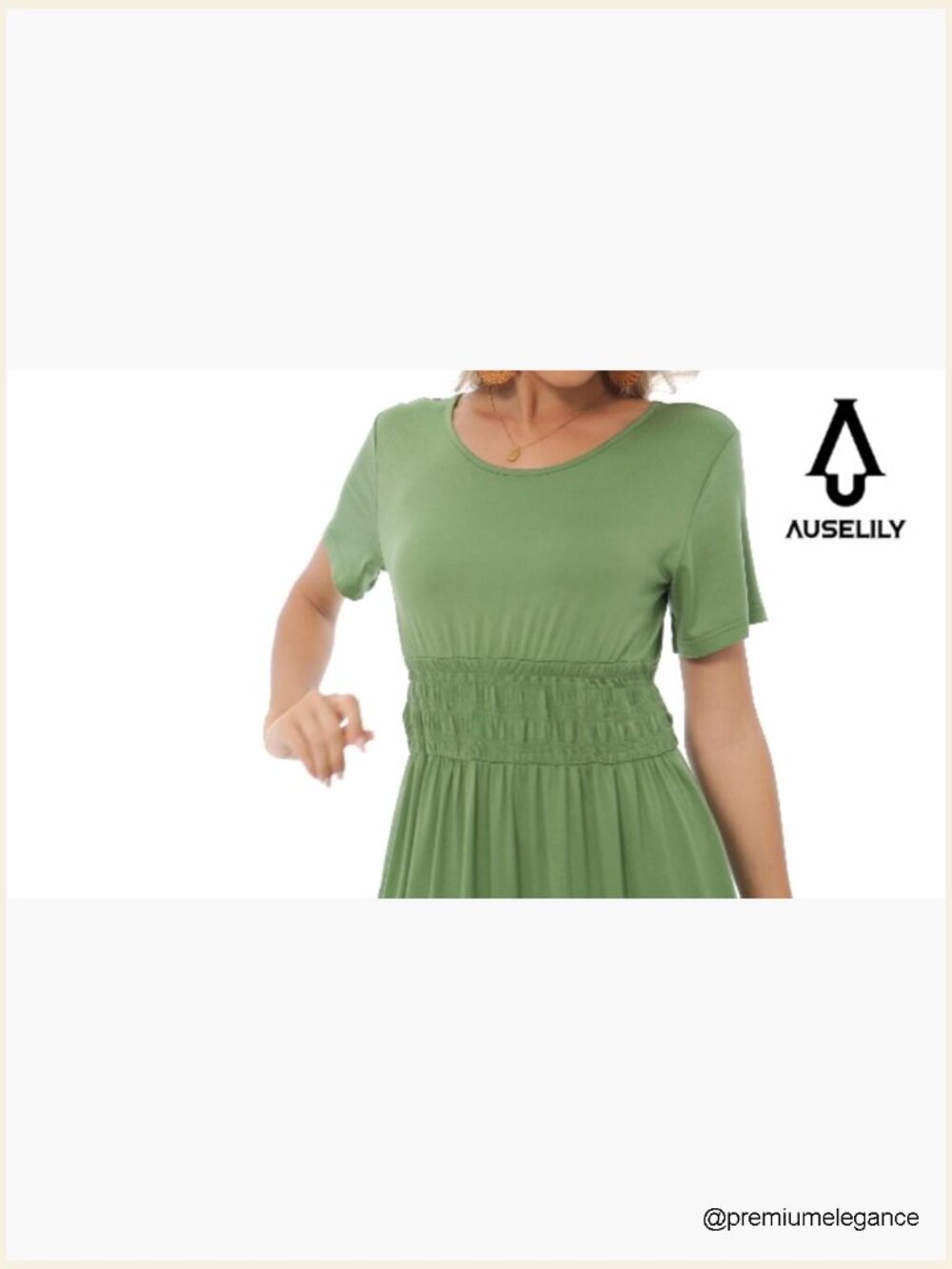 Summer Maxi Dress with Smocked Waist, Short Sleeves, and Pockets - Picture 7 of 7